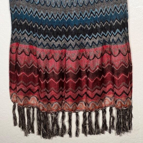 2 Chic Multicolor Chevron Pattern Fringe Scarf Acrylic Soft Lightweight Stretch - Picture 15 of 16